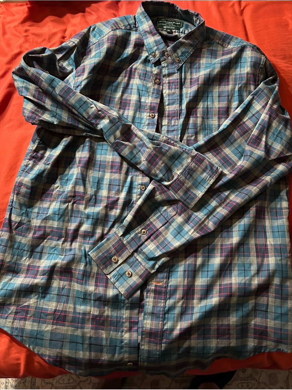 Ball and Buck Men's Plaid Button-Down Shirt - Blue & Gray